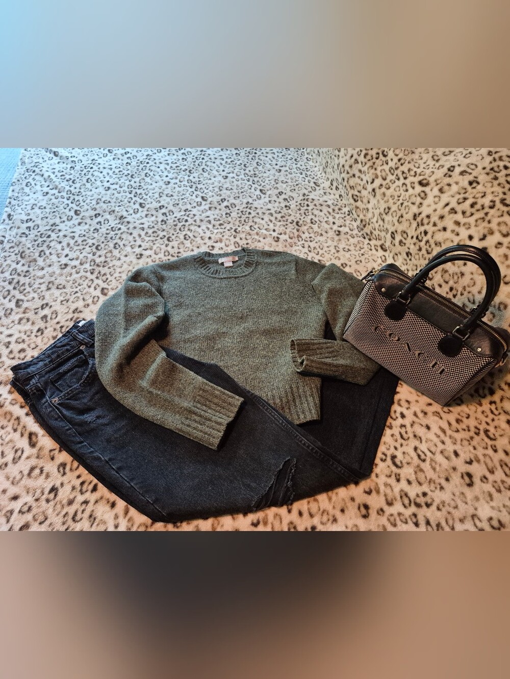 J Crew Moss Green Crop Sweater